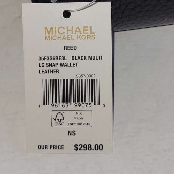 $108 NWT Michael Kors Large Black/White Leather Wallet - Picture 5 of 6